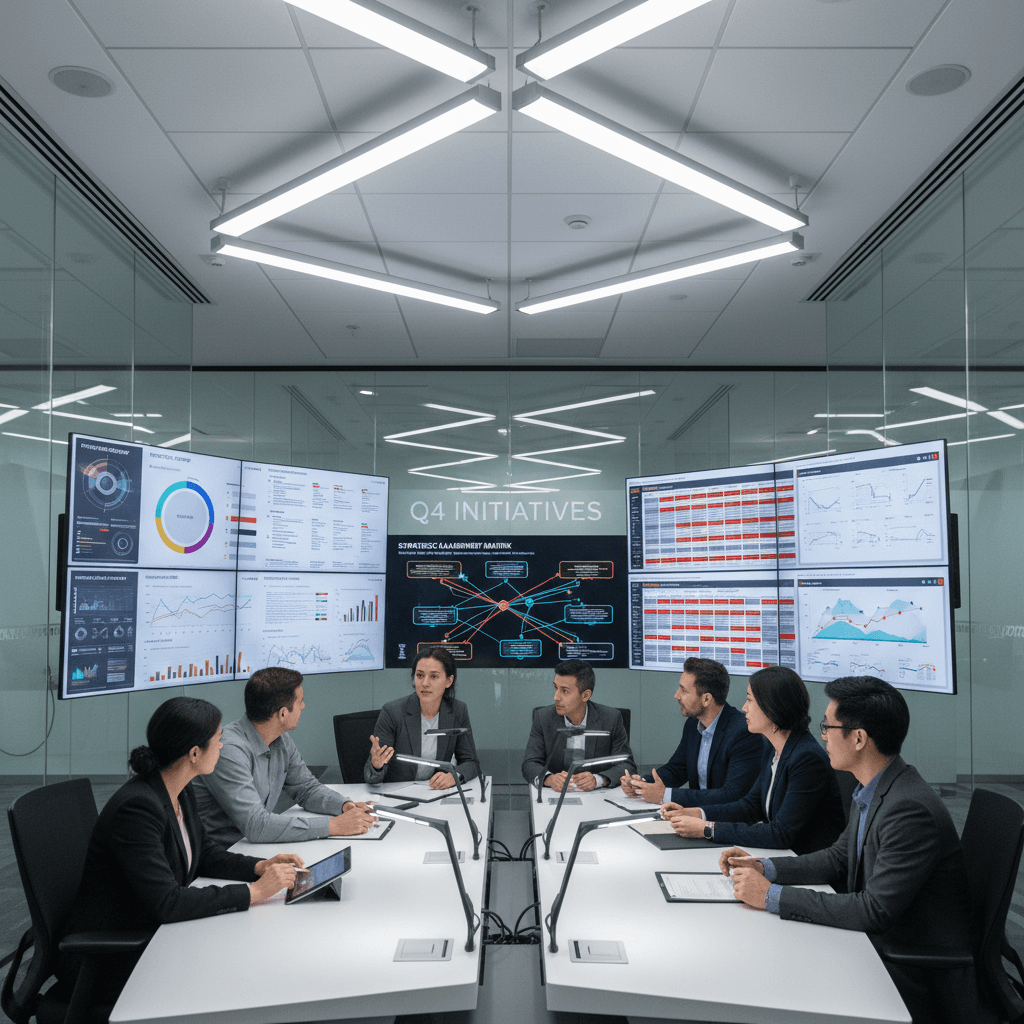Planview enterprise portfolio management dashboard in PMO control room